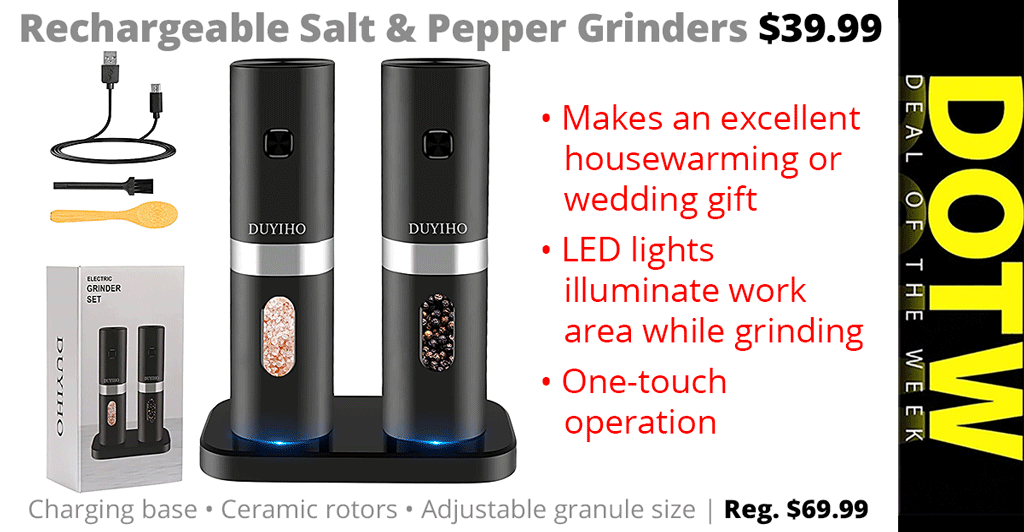  Duyiho Rechargeable Electric Salt and Pepper Grinder